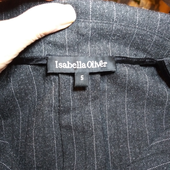 Isabella Oliver Gray-White Pinstripe Tie Waist Maternity Dress - Picture 8 of 11
